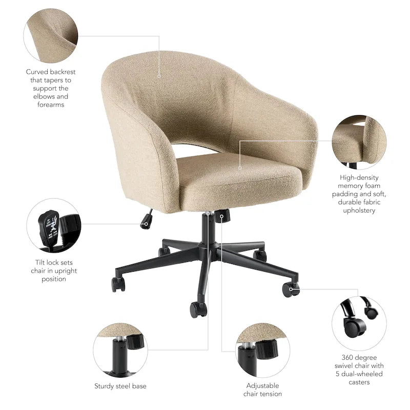 Chaise de bureau moderne Mid-Century pour le télétravail