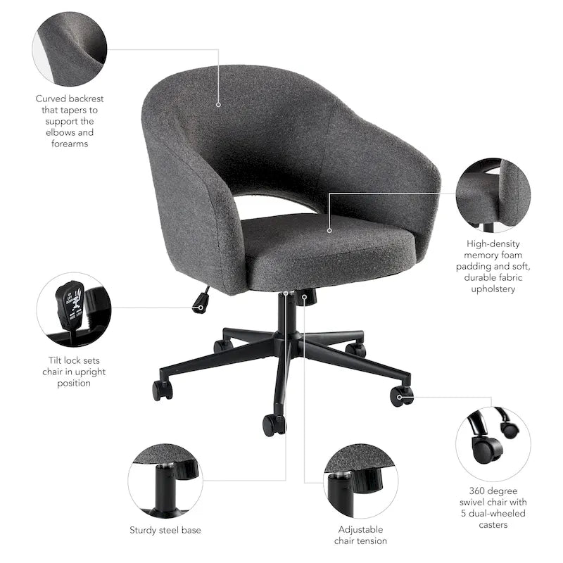 Chaise de bureau moderne Mid-Century pour le télétravail
