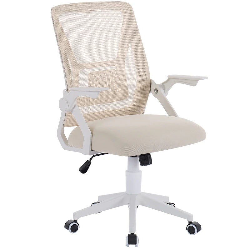 Chaise de bureau à dossier mi-haut avec soutien lombaire et accoudoirs, chaise ergonomique en maille pour ordinateur