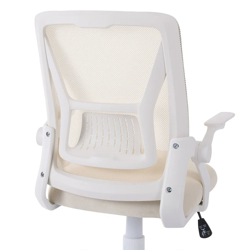 Chaise de bureau à dossier mi-haut avec soutien lombaire et accoudoirs, chaise ergonomique en maille pour ordinateur
