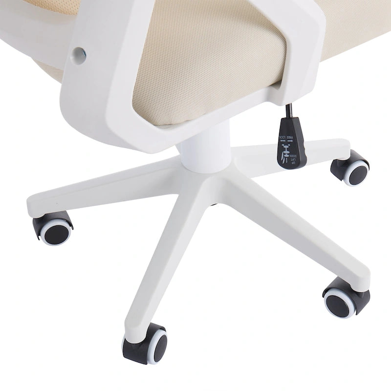 Chaise de bureau à dossier mi-haut avec soutien lombaire et accoudoirs, chaise ergonomique en maille pour ordinateur