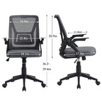 Chaise de bureau à dossier mi-haut avec soutien lombaire et accoudoirs, chaise ergonomique en maille pour ordinateur