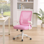 Chaise de bureau à dossier mi-haut avec soutien lombaire et accoudoirs, chaise ergonomique en maille pour ordinateur