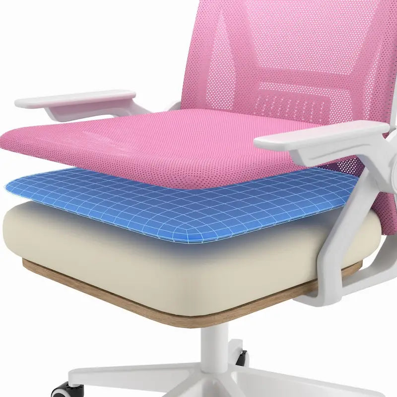 Chaise de bureau à dossier mi-haut avec soutien lombaire et accoudoirs, chaise ergonomique en maille pour ordinateur