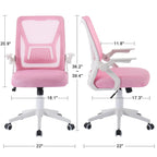 Chaise de bureau à dossier mi-haut avec soutien lombaire et accoudoirs, chaise ergonomique en maille pour ordinateur