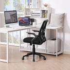 Chaise de bureau à dossier mi-haut avec soutien lombaire et accoudoirs, chaise ergonomique en maille pour ordinateur