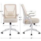 Chaise de bureau à dossier mi-haut avec soutien lombaire et accoudoirs, chaise ergonomique en maille pour ordinateur