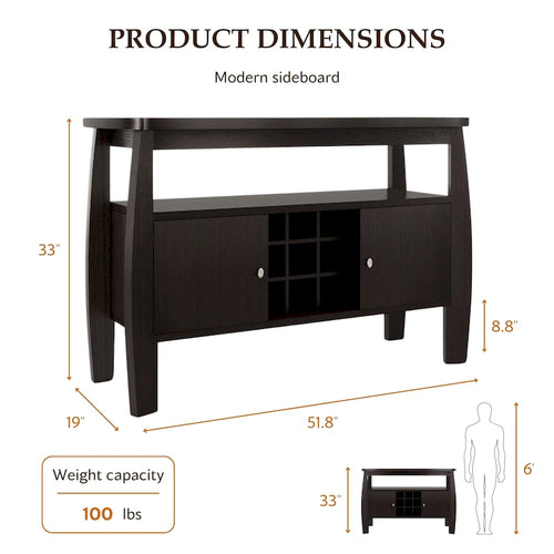 Table buffet 1 étagère Cappuccino de 51 pouces