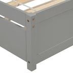 Lit plateforme double gris en bois avec lit gigogne