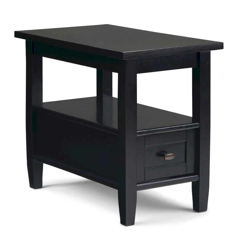 TABLE D'APPOINT ÉTROITE RECTANGULAIRE TRANSITIONNELLE EN BOIS MASSIF de 14 POUCES de Large - 14 Pouces de large