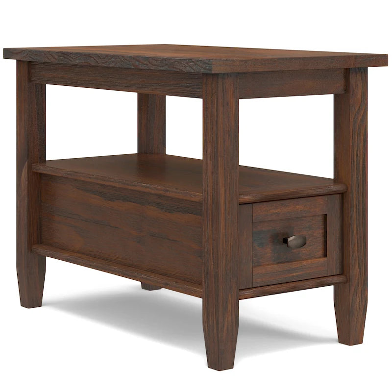 TABLE D'APPOINT ÉTROITE RECTANGULAIRE TRANSITIONNELLE EN BOIS MASSIF de 14 POUCES de Large - 14 Pouces de large