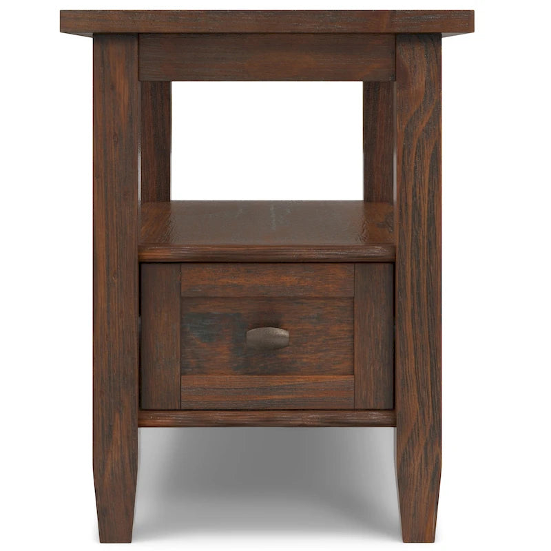TABLE D'APPOINT ÉTROITE RECTANGULAIRE TRANSITIONNELLE EN BOIS MASSIF de 14 POUCES de Large - 14 Pouces de large
