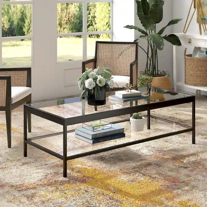 Table basse en métal et verre