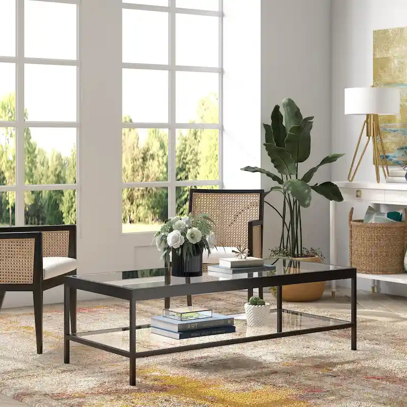 Table basse en métal et verre
