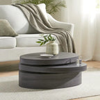 Table basse ovale en bois pivotante