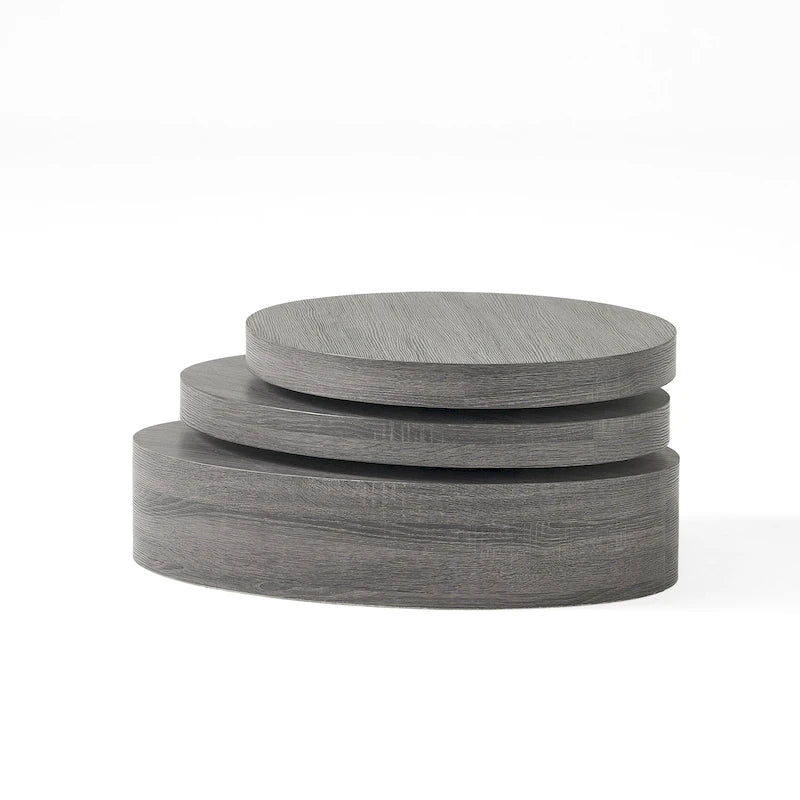 Table basse ovale en bois pivotante