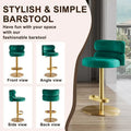 Tabouret de bar en velours réglable en hauteur et pivotant