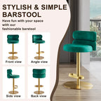 Tabouret de bar en velours réglable en hauteur et pivotant