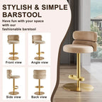 Tabouret de bar en velours réglable en hauteur et pivotant