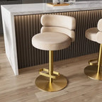 Tabouret de bar en velours réglable en hauteur et pivotant