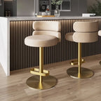 Tabouret de bar en velours réglable en hauteur et pivotant