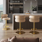 Tabouret de bar en velours réglable en hauteur et pivotant
