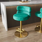 Tabouret de bar en velours réglable en hauteur et pivotant