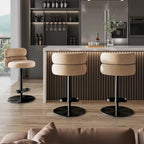 Tabouret de bar en velours réglable en hauteur et pivotant