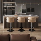 Tabouret de bar en velours réglable en hauteur et pivotant