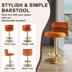 Tabouret de bar en velours réglable en hauteur et pivotant