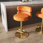 Tabouret de bar en velours réglable en hauteur et pivotant