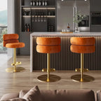 Tabouret de bar en velours réglable en hauteur et pivotant