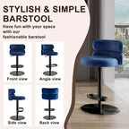 Tabouret de bar en velours réglable en hauteur et pivotant