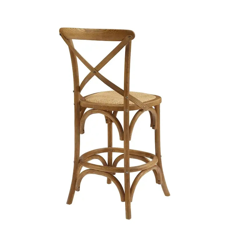 Tabouret de comptoir rustique à dossier croisé