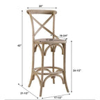 Tabouret de comptoir rustique à dossier croisé