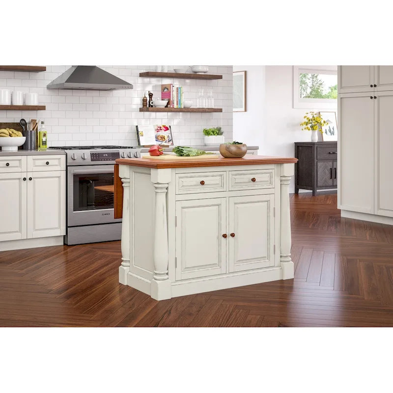 Îlot de cuisine en bois blanc cassé par - 48 x 36 x 25