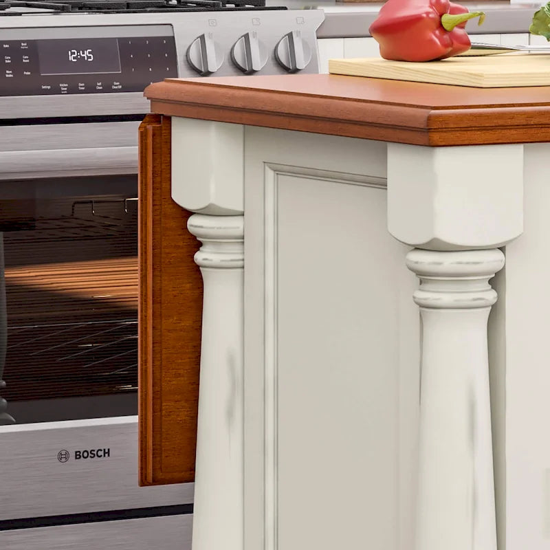 Îlot de cuisine en bois blanc cassé par - 48 x 36 x 25