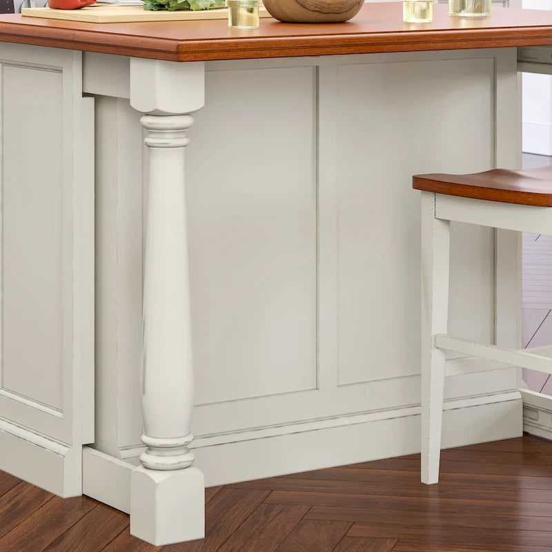 Îlot de cuisine en bois blanc cassé par - 48 x 36 x 25
