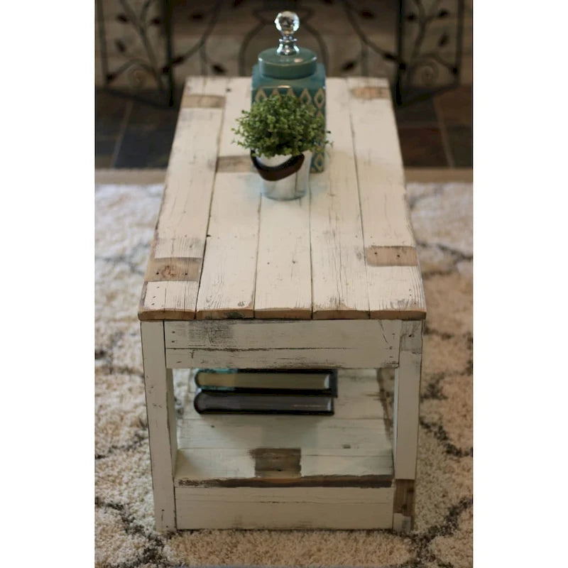 Table basse de ferme originale faite à la main en bois de récupération