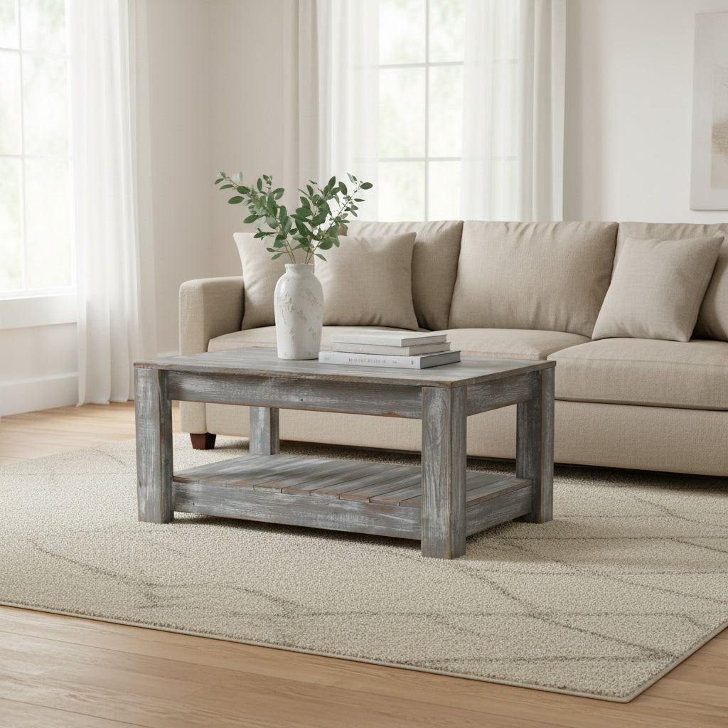 Table basse de ferme originale faite à la main en bois de récupération