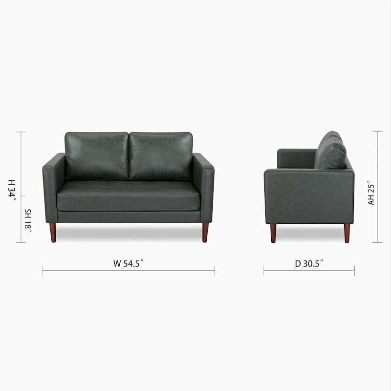 Causeuse de canapé en similicuir touffeté, 2 places, Gris / Camel / Noir / Vert