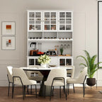 79Armoire de Rangement de Cuisine avec Portes Vitrées, Buffet Laqué