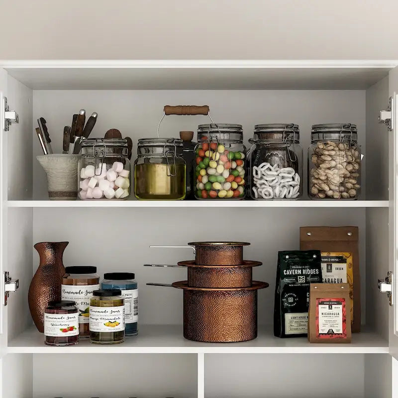 79Armoire de Rangement de Cuisine avec Portes Vitrées, Buffet Laqué