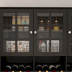 79Armoire de Rangement de Cuisine avec Portes Vitrées, Buffet Laqué
