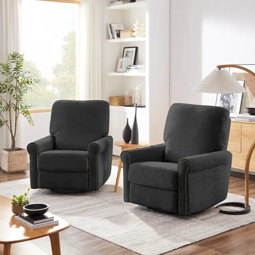 Ensemble de 2 fauteuils de relaxation inclinables manuellement pivotants à 360 degrés