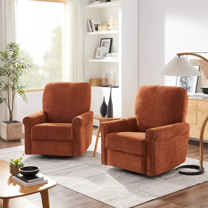 Ensemble de 2 fauteuils de relaxation inclinables manuellement pivotants à 360 degrés