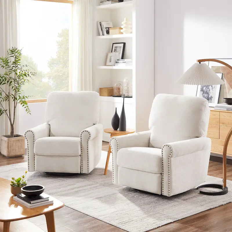Ensemble de 2 fauteuils de relaxation inclinables manuellement pivotants à 360 degrés