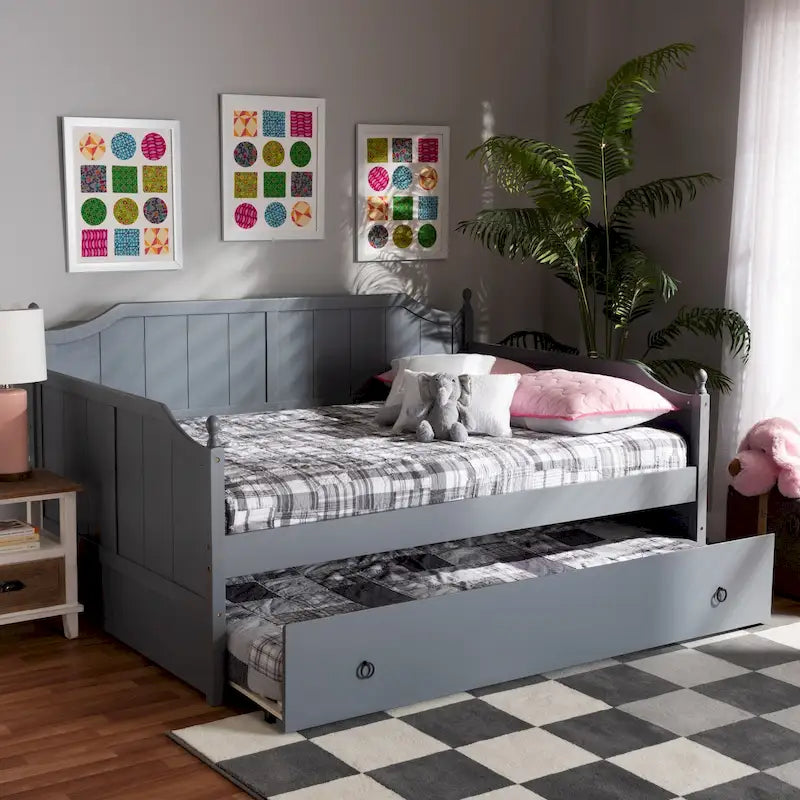 Lit de repos pleine grandeur Millie Cottage Farmhouse avec lit gigogne double