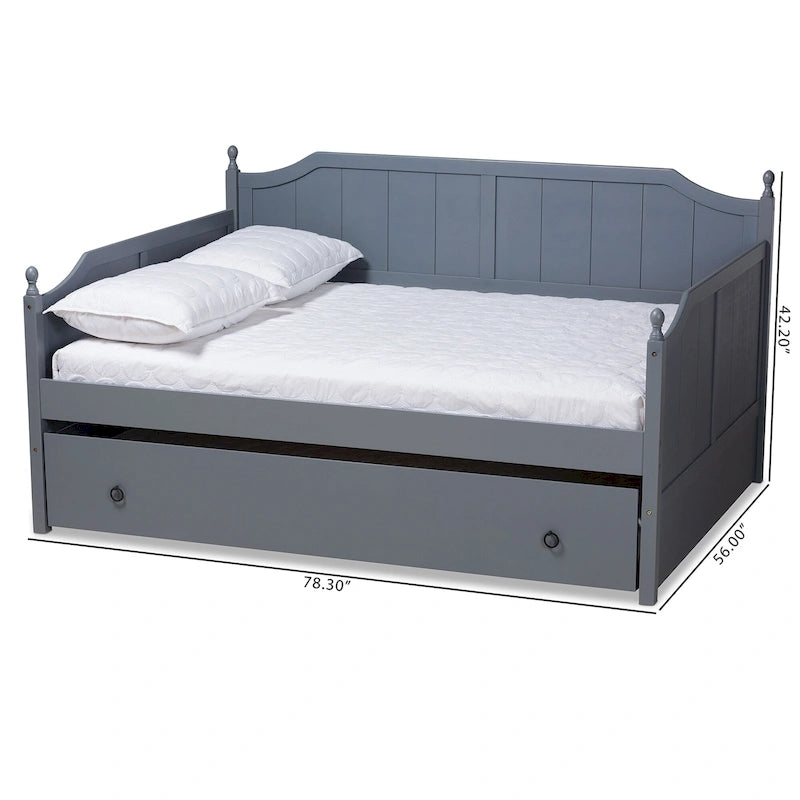 Lit de repos pleine grandeur Millie Cottage Farmhouse avec lit gigogne double