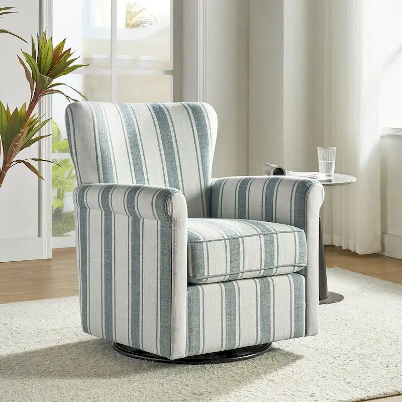 Fauteuil à bascule pivotant en tissu fleuri confortable avec accoudoirs roulés